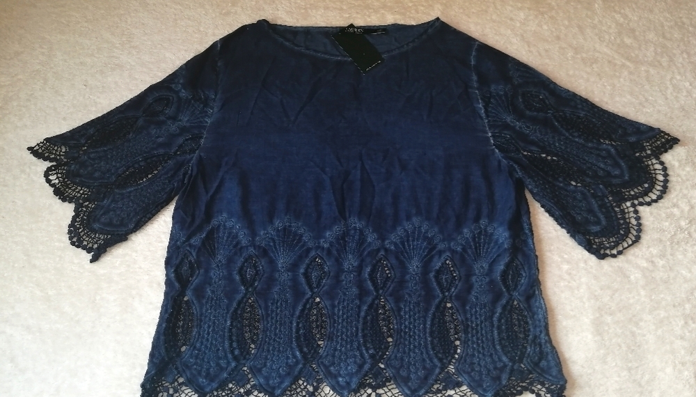 NWT Ralph Lauren, L, Navy Lace blouse